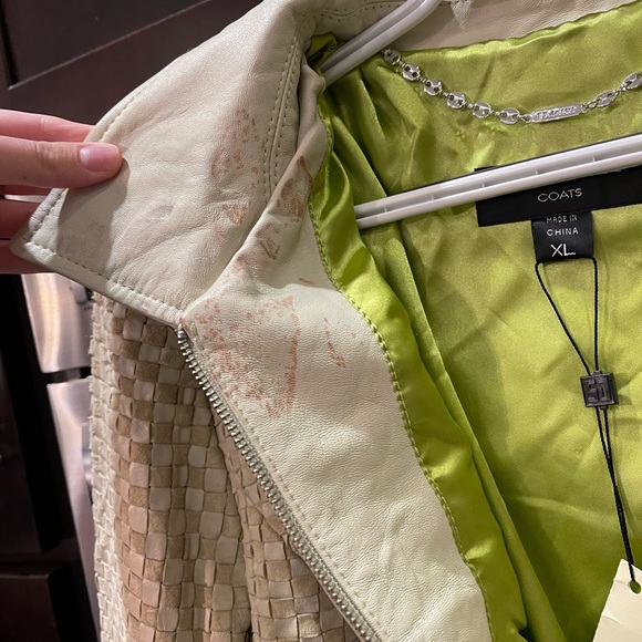 Sage green genuine leather St. John jacket size medium - Picture 13 of 14